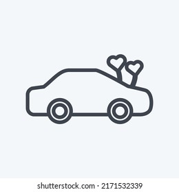 Icon Decorated Car. suitable for Wedding symbol. line style. simple design editable. design template vector. simple symbol illustration