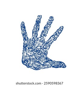 icon decoration with abstract art pattern forming palm without background