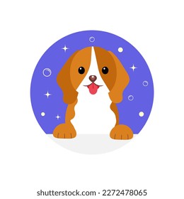 Icon for decoration design. Vector illustration art. Dog, puppy, doggy, pet. Comic drawing. Doodle vector illustration. Colorful cartoon character. Kids background. Vector illustration