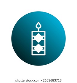 Ícone de uma vela decorativa com uma chama dentro de uma ilustração de círculo gradiente azul, perfeito para design gráfico