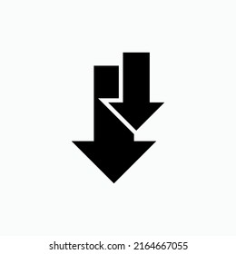 Icon : Decrease. Direction Sign. Navigation, Double Down Arrows Symbol - Vector.