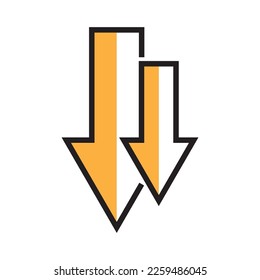 Icon : Decrease. Direction Sign. Navigation, Double Down Arrows Symbol - Vector.