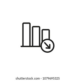 Icon of decreasing bar chart. Decline, loss, expenses. Research concept. Can be used for topics like bankruptcy, crisis, financial problem