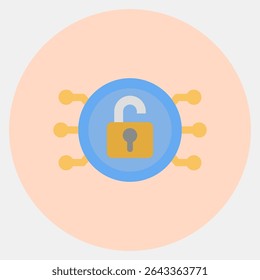Icon decryption. Crypto currency elements. Icon in color mate style.