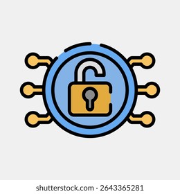 Icon decryption. Crypto currency elements. Icon in filled line style.