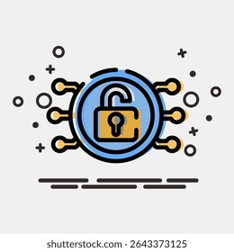 Icon decryption. Crypto currency elements. Icon in MBE style.