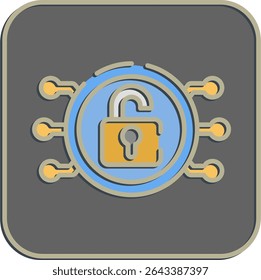 Icon decryption. Crypto currency elements. Icon in embossed style.