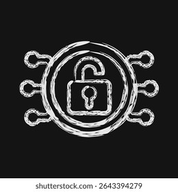 Icon decryption. Crypto currency elements. Icon in chalk style.