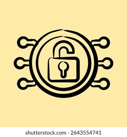 Icon decryption. Crypto currency elements. Icon in hand drawn style.