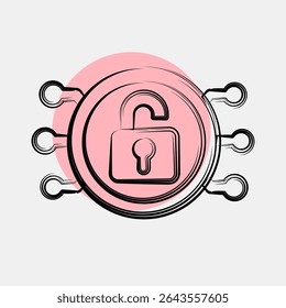 Icon decryption. Crypto currency elements. Icon in color spot style.