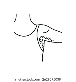 Ícone dedicado a doenças de pele é projetado com linhas finas. A imagem mostra uma axila com alterações visíveis na pele resultantes da psoríase