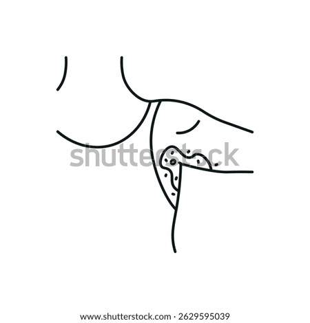 Icon dedicated to skin diseases is designed with thin lines. The image depicts an armpit with visible skin changes resulting from psoriasis