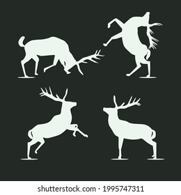 icon of deer action on dark green background. animal symbol concept on vector illustration image.