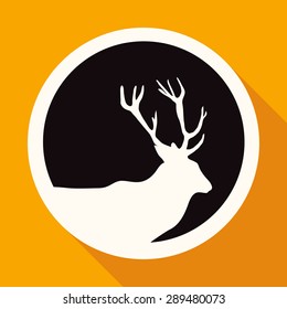 Icon Deer on white circle with a long shadow