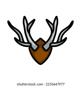 Icon Of Deer's Antlers. Editable Bold Outline With Color Fill Design. Vector Illustration.