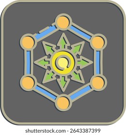 Icon defi. Crypto currency elements. Icon in embossed style.