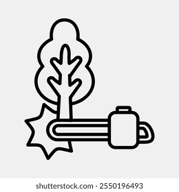 Icon deforestation. Global warming elements. Icon in line style.