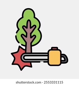 Icon deforestation. Global warming elements. Icon in filled line style.