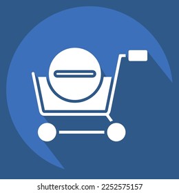 Icon Delete From Cart. related to Online Store symbol. long shadow style. simple illustration. shop