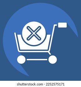 Icon Delete Cart. related to Online Store symbol. long shadow style. simple illustration. shop