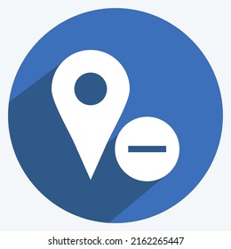 Icon Delete Location. suitable for User Interface symbol. long shadow style. simple design editable. design template vector. simple symbol illustration