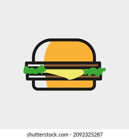 Ikone leckere Hamburger Vektorgrafik mit schwarzer Linie