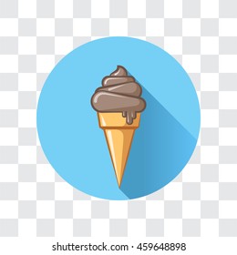 Icon delicious ice cream on a transparent background. Chocolate or cocoa ice cream cone