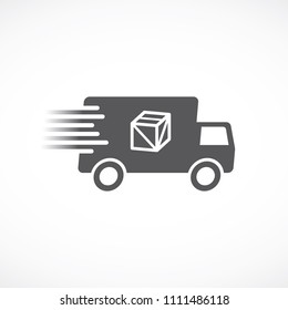 icon deliver package with fast van