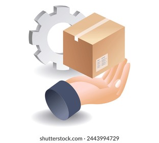 Icon delivering goods packages flat isometric 3d illustration