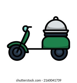 Icon Of Delivering Motorcycle. Editable Bold Outline With Color Fill Design. Vector Illustration.