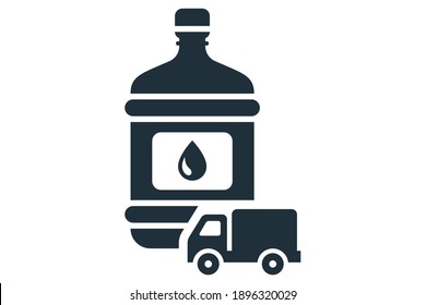 icon delivery of drinking water to the office by truck. flat vector illustration isolated on white background.