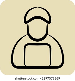 Icon Delivery Man. related to Black Friday symbol. glyph style. shopping. simple illustration