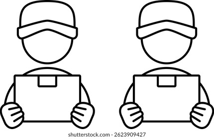 Icon of a delivery man wearing a hat and carrying a package