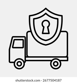 Proteção de entrega de ícone. Exportar elementos de importação. Ícone no estilo de linha.