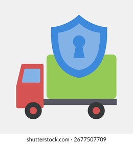 Protección de entrega de iconos. Exportar Elementos de importación. Icono en estilo plano.