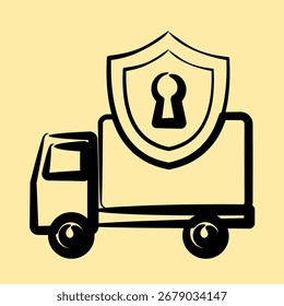 Protección de entrega de iconos. Exportar Elementos de importación. Icono en estilo dibujado a mano.