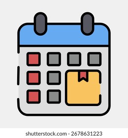 Icon delivery schedule. Export import elements. Icon in filled line style.