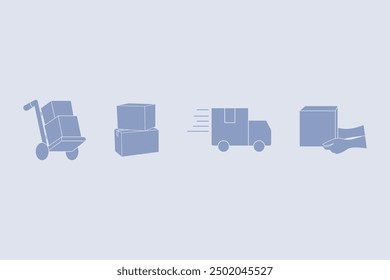 icon for delivery services. cart, box package, delivery car, shipping 