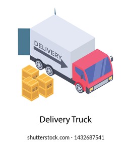 
Icon of delivery van in isometric design
