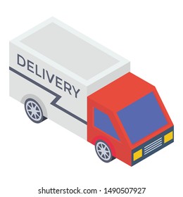 Icon of delivery van in isometric design