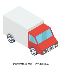 Icon of delivery van in isometric design