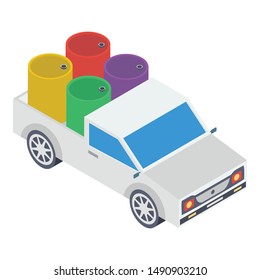 Icon of delivery van in isometric design
