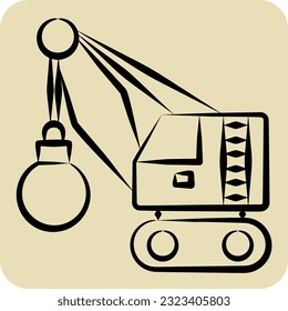 Icon Demolition Crane. related to Construction Vehicles symbol. hand drawn style. simple design editable. simple illustration