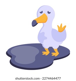 Un icono que muestra la contaminación de las aves afectadas, diseño plano 