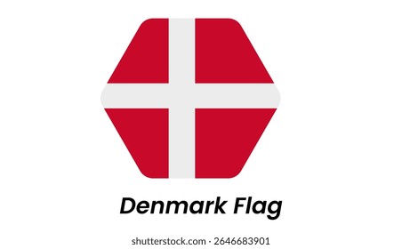Ícone da bandeira da Dinamarca com cruz escandinava branca sobre um fundo vermelho em um estilo plano limpo.