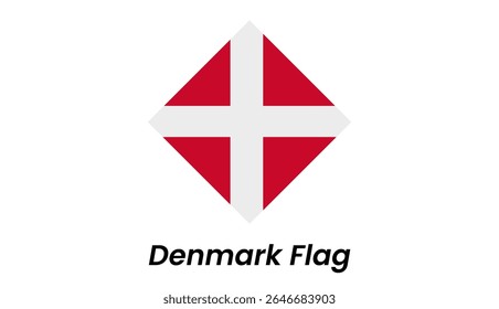 Ícone da bandeira da Dinamarca com cruz escandinava branca sobre um fundo vermelho em um estilo plano limpo.