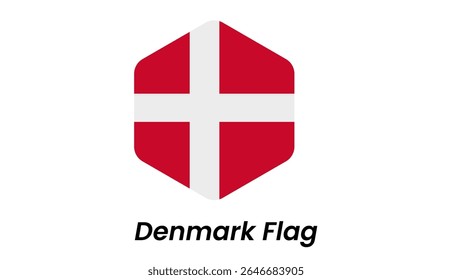 Ícone da bandeira da Dinamarca com cruz escandinava branca sobre um fundo vermelho em um estilo plano limpo.