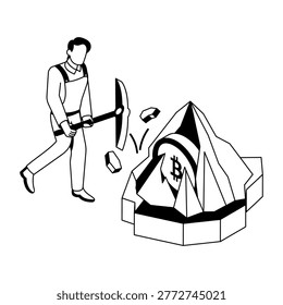 An icon denoting a crypto mining in isometric style
