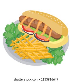 
An icon denoting hot dog with fires with same stuff drawn for depiction 
