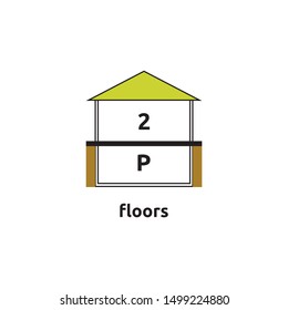 Icon denoting the number of floors in the house. Minimalistic icon with a minimum number of colors and lines
